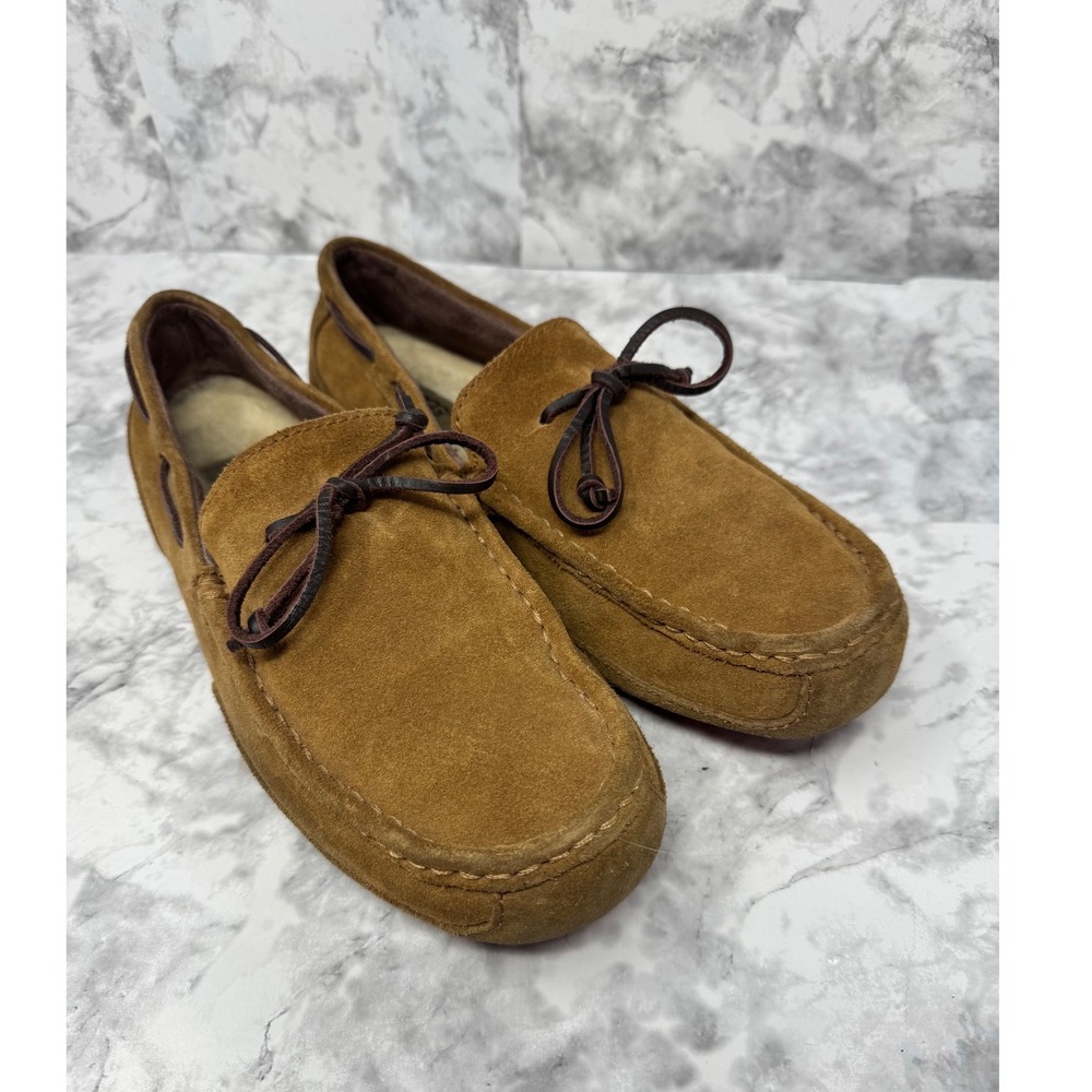 UGG Australia Ascot Chestnut Suede Moccasin Slippers Mens 9 Red Sole 1005350
